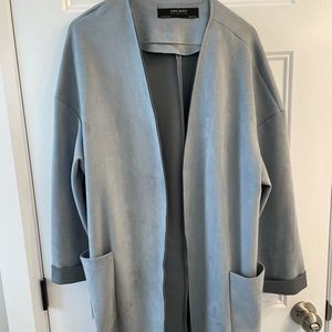 Zara Faux Suede Oversized Open Jacket